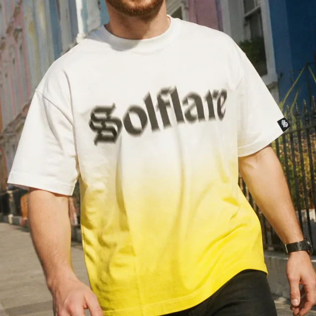 Solflare colour-dip tee made with Nomu